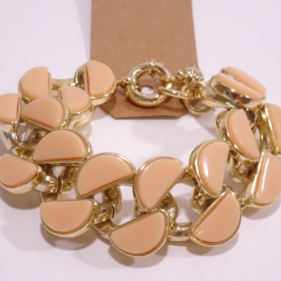 Lee Angel  Half-Moon Howlite and Steel bracelet NWT $198.00 Peach Neiman Marc - Picture 3 of 8